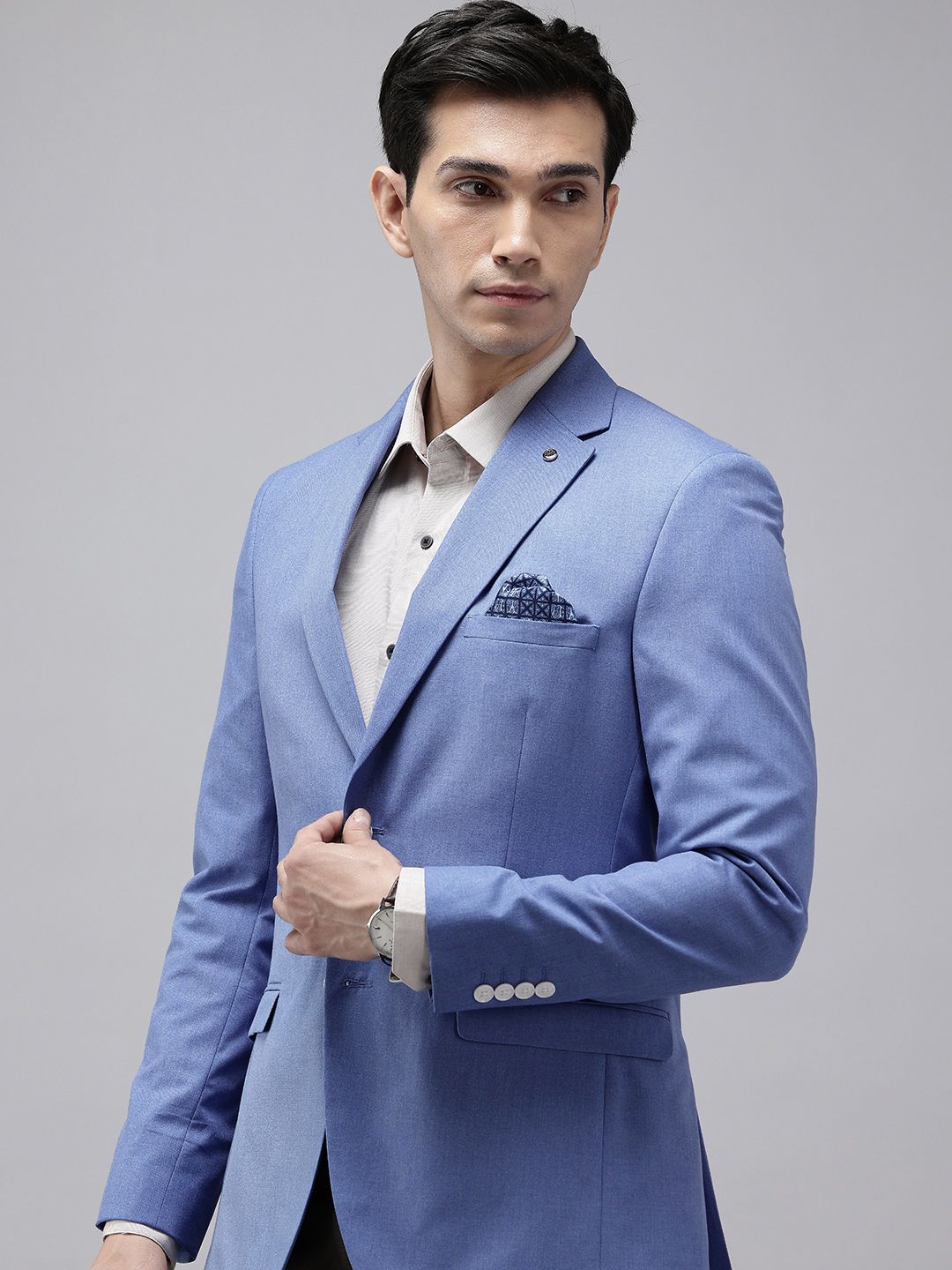 Theme Notched Lapel Single-Breasted Slim Fit Formal Blazer-picture-57