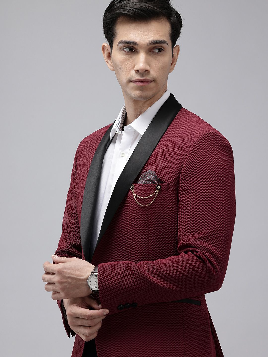 Theme Textured Fitted Single-Breasted Party Blazer-picture-22