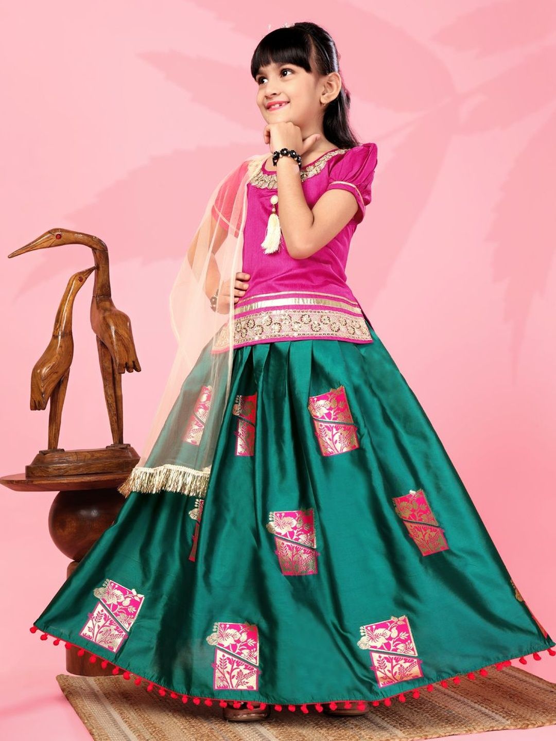 BAESD Girls Embellished Ready to Wear Lehenga & Blouse With Dupatta-picture-15