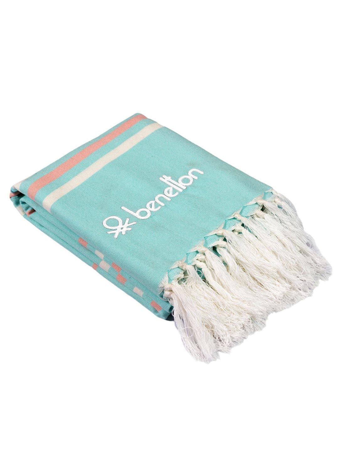 United Colors of Benetton Blue Striped 260 GSM Bamboo Bath Towel