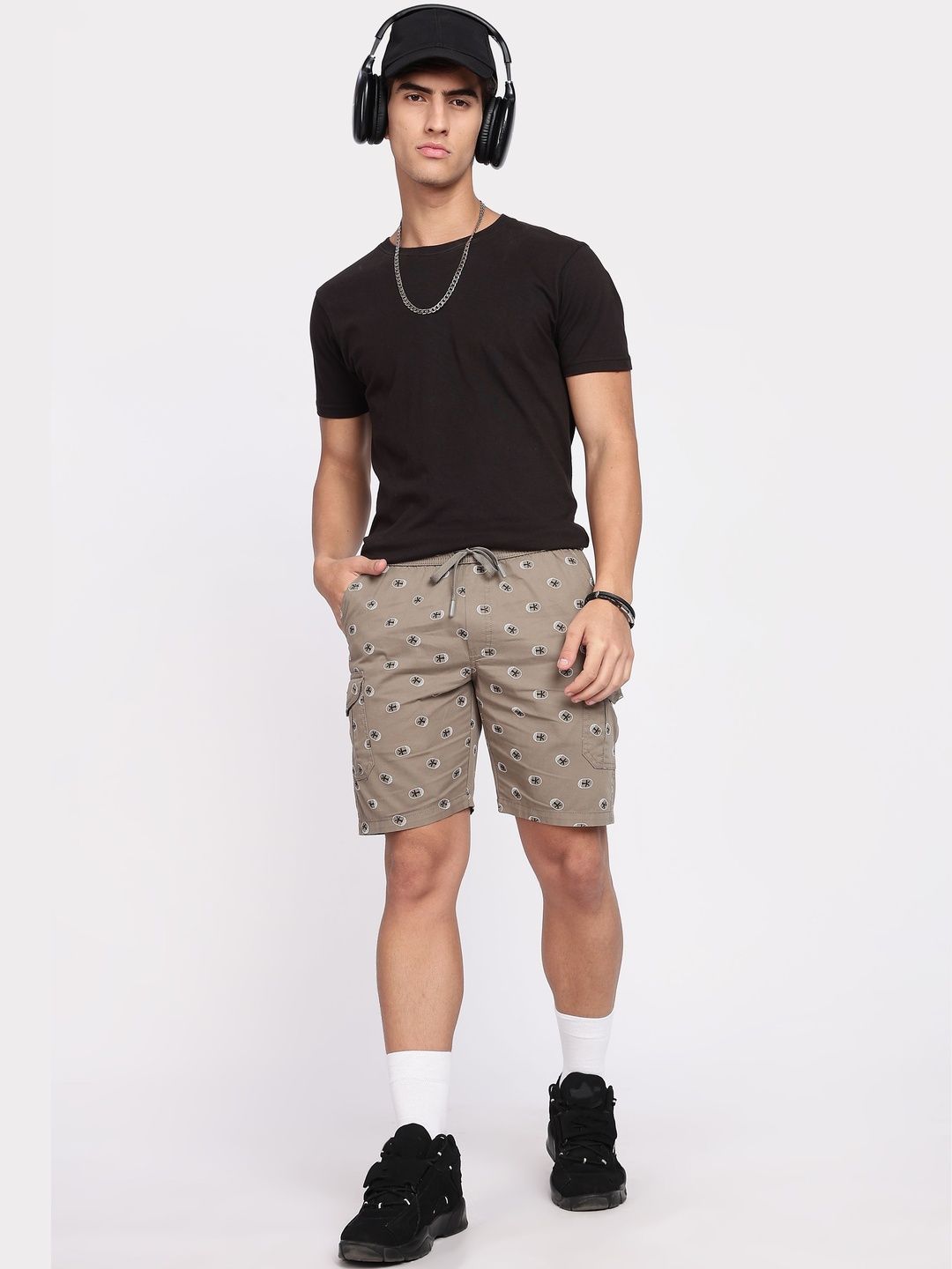 24 Street Printed Cotton Mid-Rise Cargo Shorts-picture-22