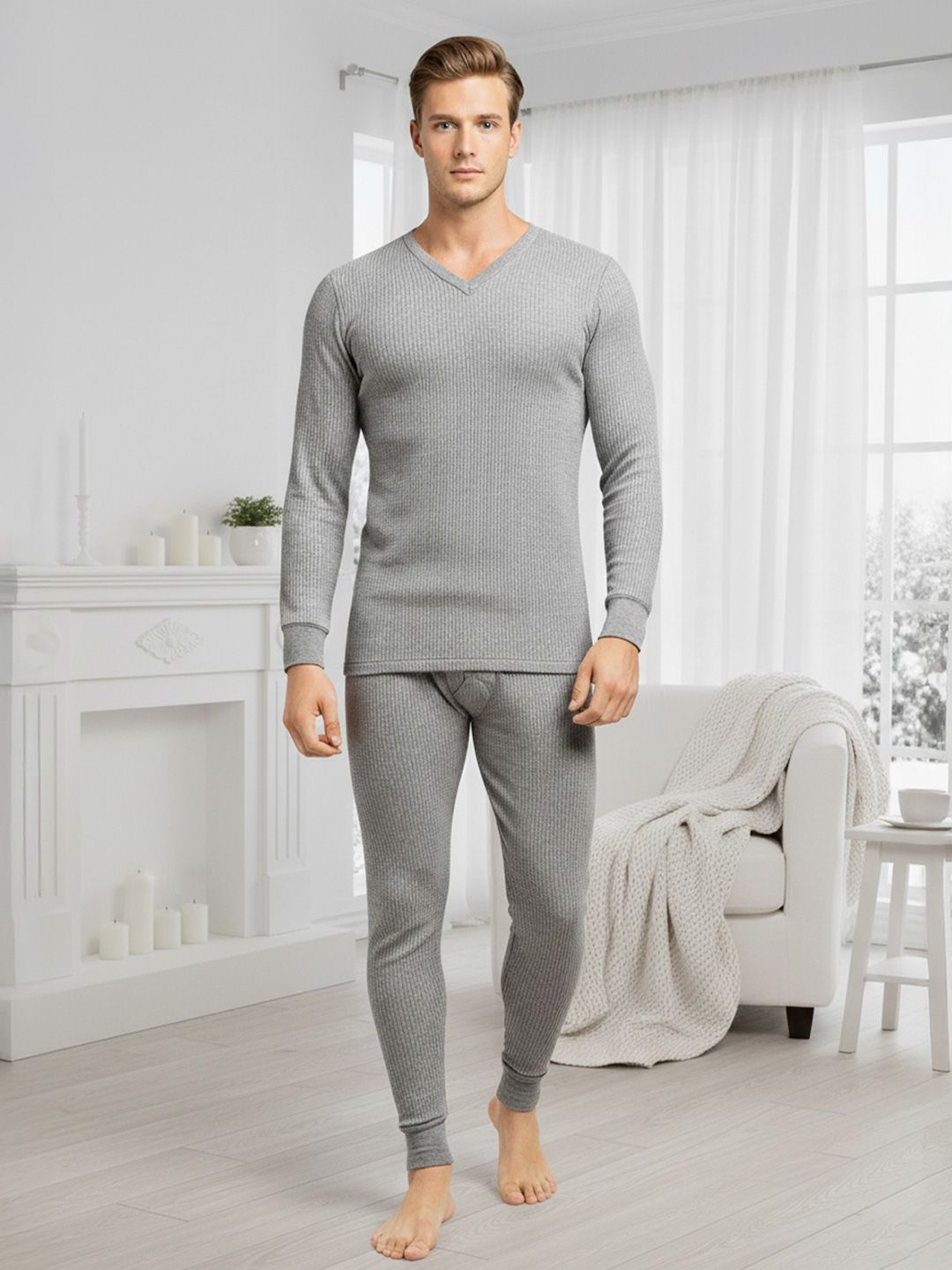 Lux Cozi Striped Round Neck Thermal Set-picture-11