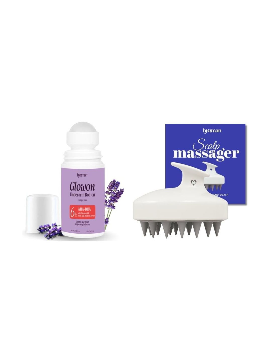 HYUMAN Set Of 2 Underarm Roll-On Infused With 6% AHA BHA - 40 ml With Scalp Massager-image-3