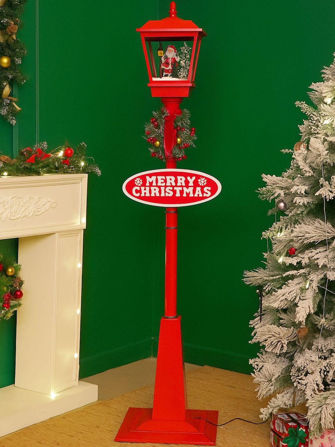 Little Surprise Box LLP 5.8 feet Tall Santa Tree & Lamp, Snowfall Lamp Post Christmas Dcor-picture-19