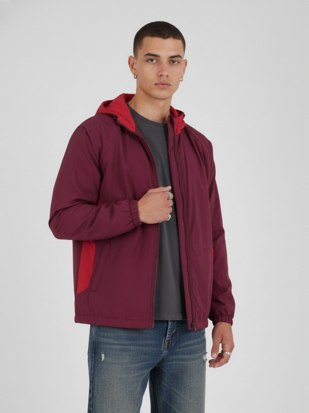 glitchez Colourblocked Hooded Windcheater Jacket-picture-49