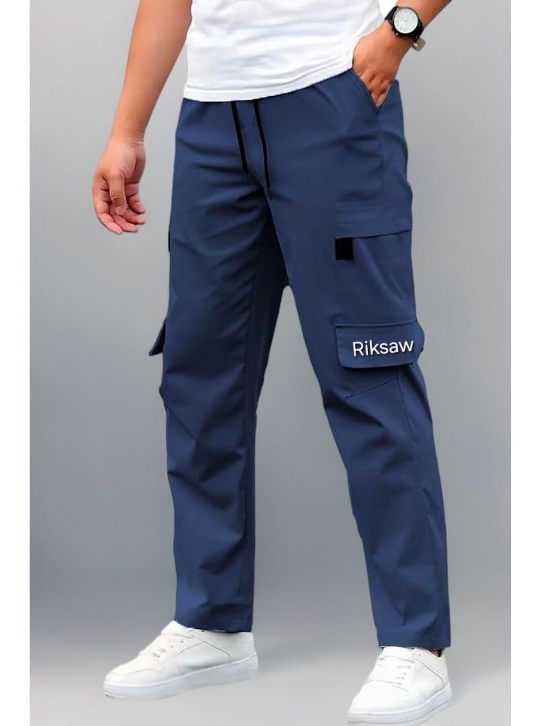 Riksaw Men Relaxed Fit Cargos Track Pants-image-32