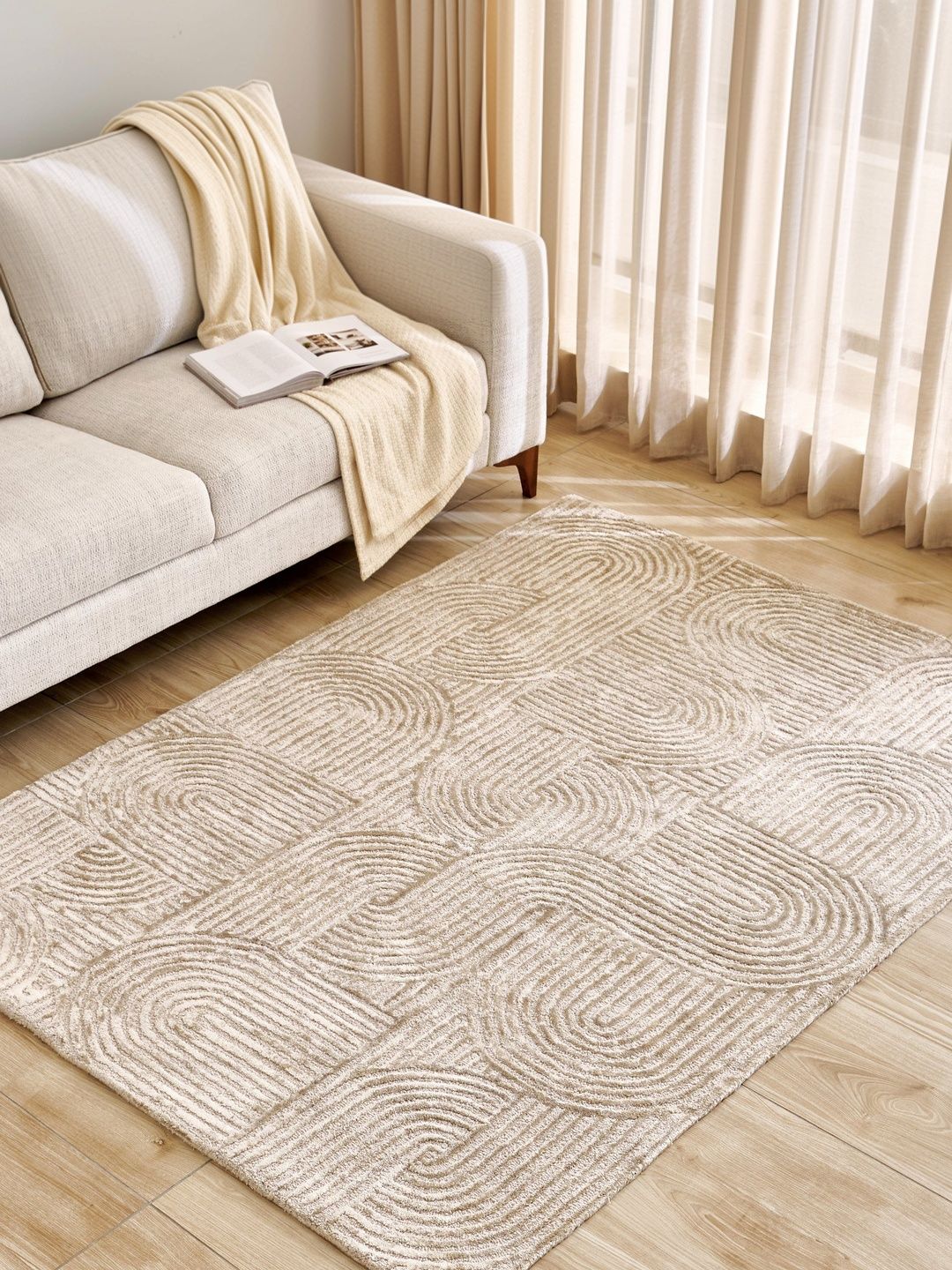 Home Centre Beige Geometric Paradise Calara Tufted Carpet-picture-38