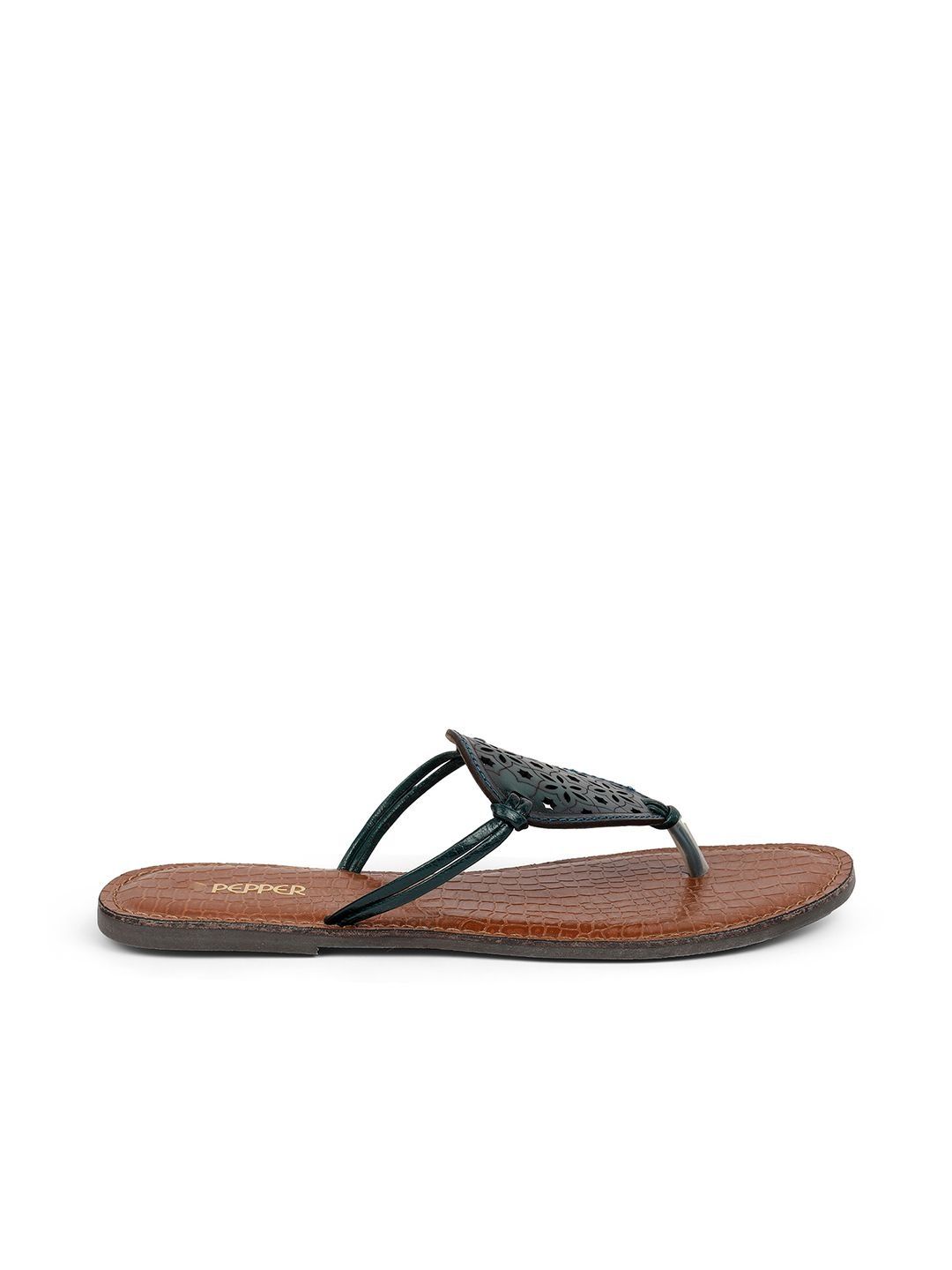 PEPPER Women Textured Ethnic T-Strap Flats with Laser Cuts-image-29