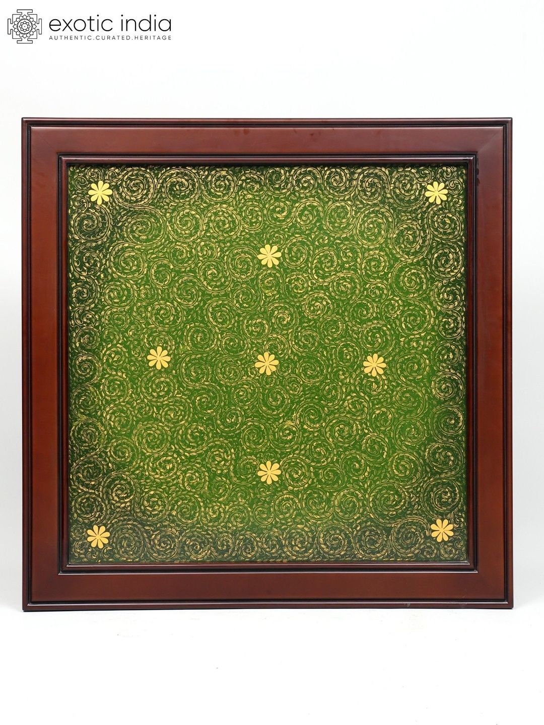Exotic India Green & Brown Textured Wooden Square Shaped Designer Frame Wall Hangings-image-14