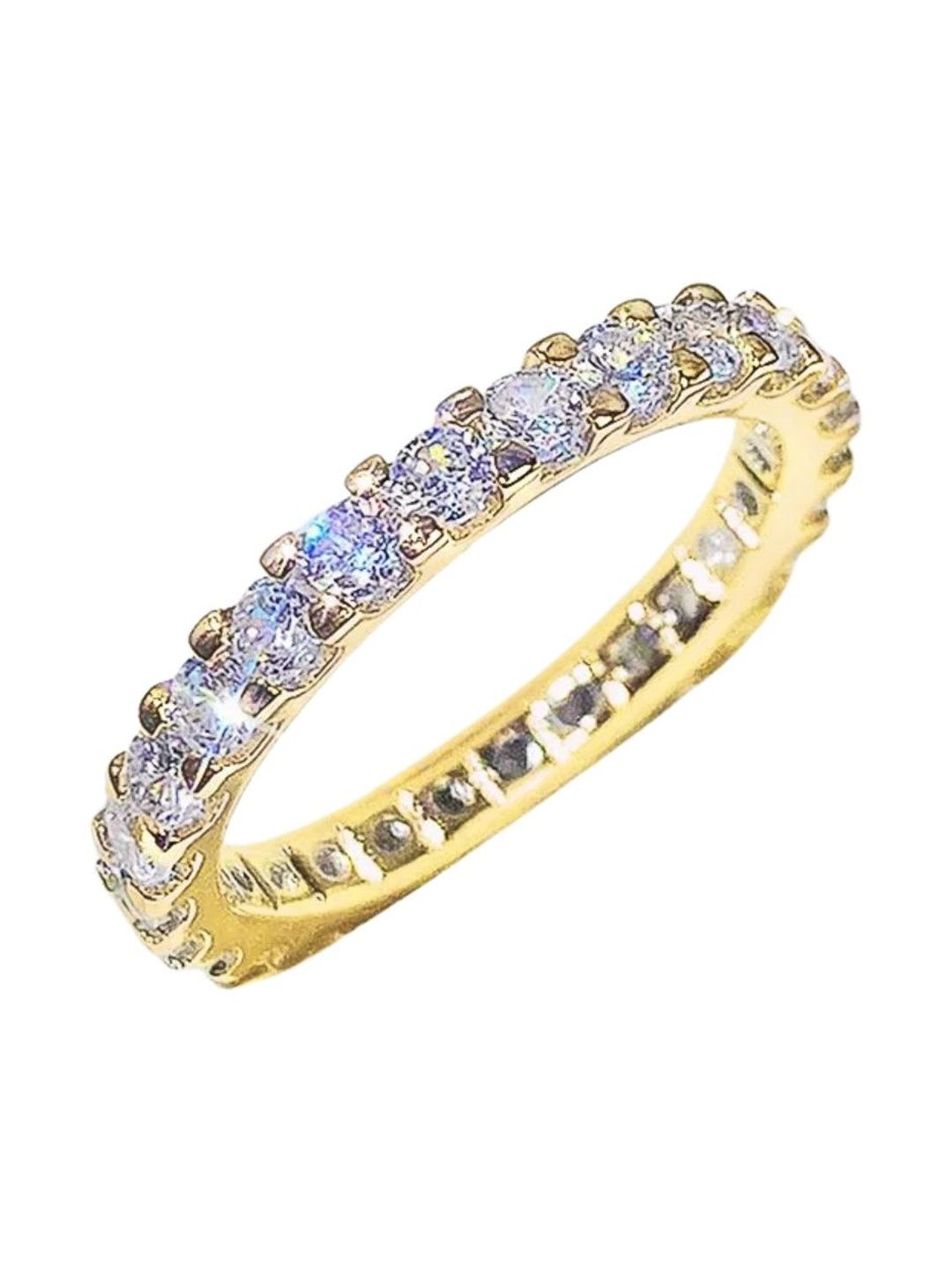 QUECY Gold-Plated Stone-Studded Adjustable Finger Ring-picture-35