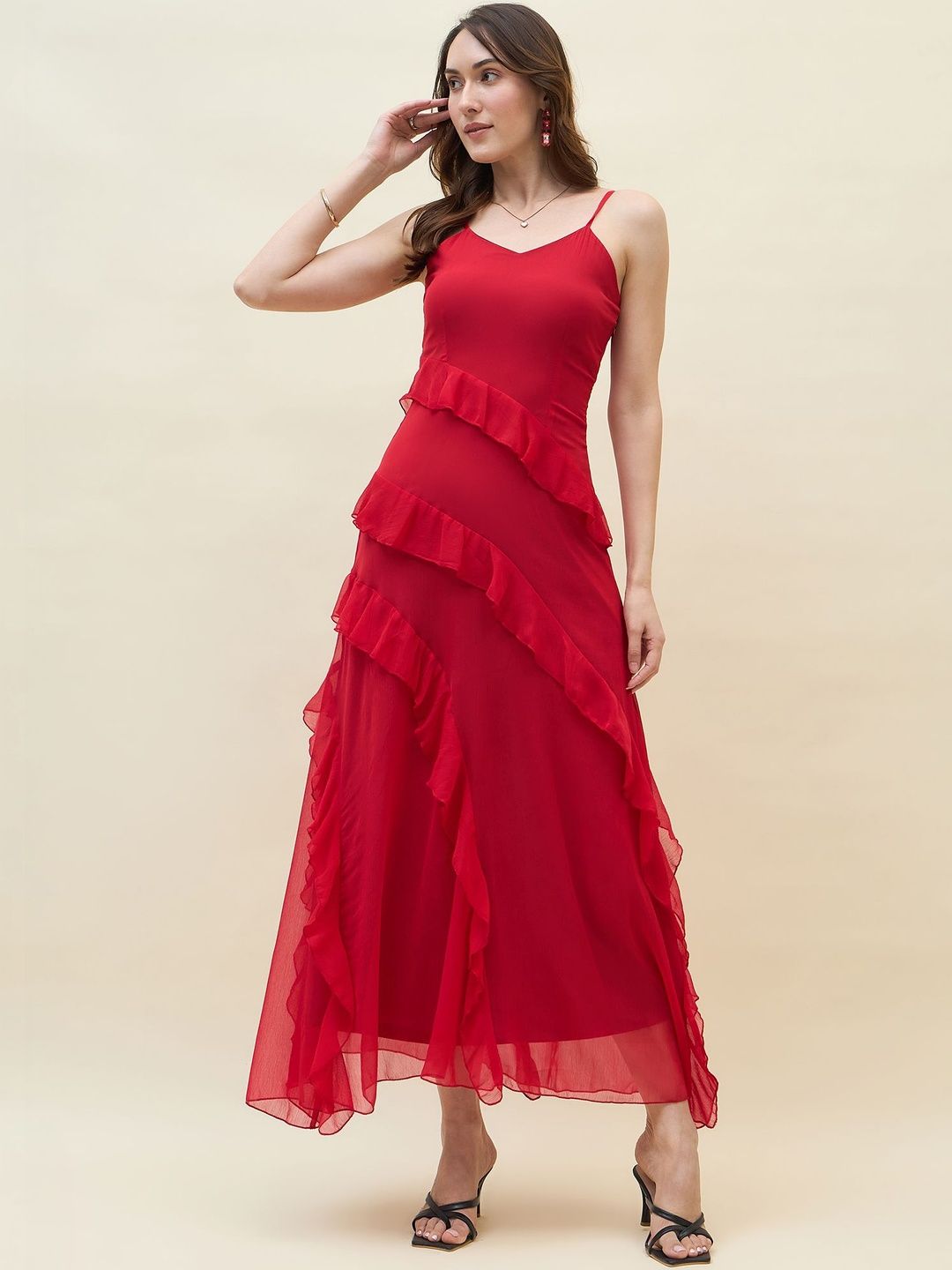 aayu Ruffled Chiffon A-Line Maxi Dress-image-8