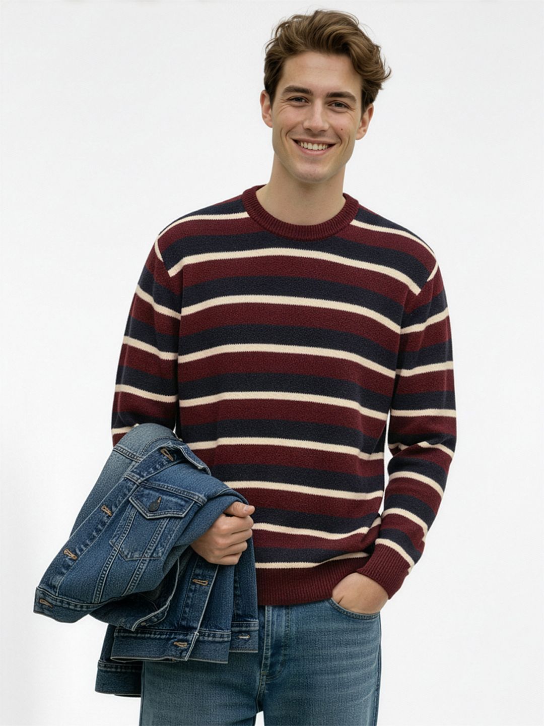 Mast & Harbour Striped Pullover with Fuzzy Detail-picture-15