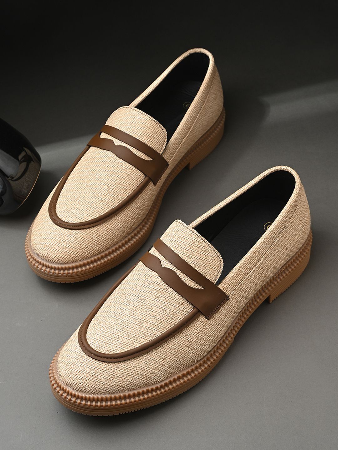 Mast & Harbour Men Woven Design Nubuck Loafers-image-44