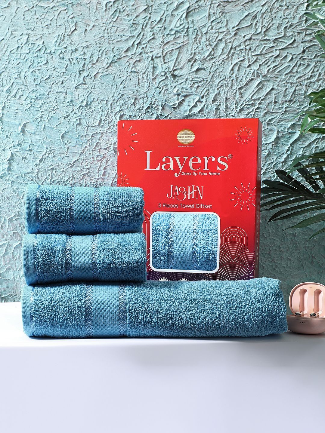 Layers Blue 3 Piece Cotton 380 GSM Towel Set-picture-30