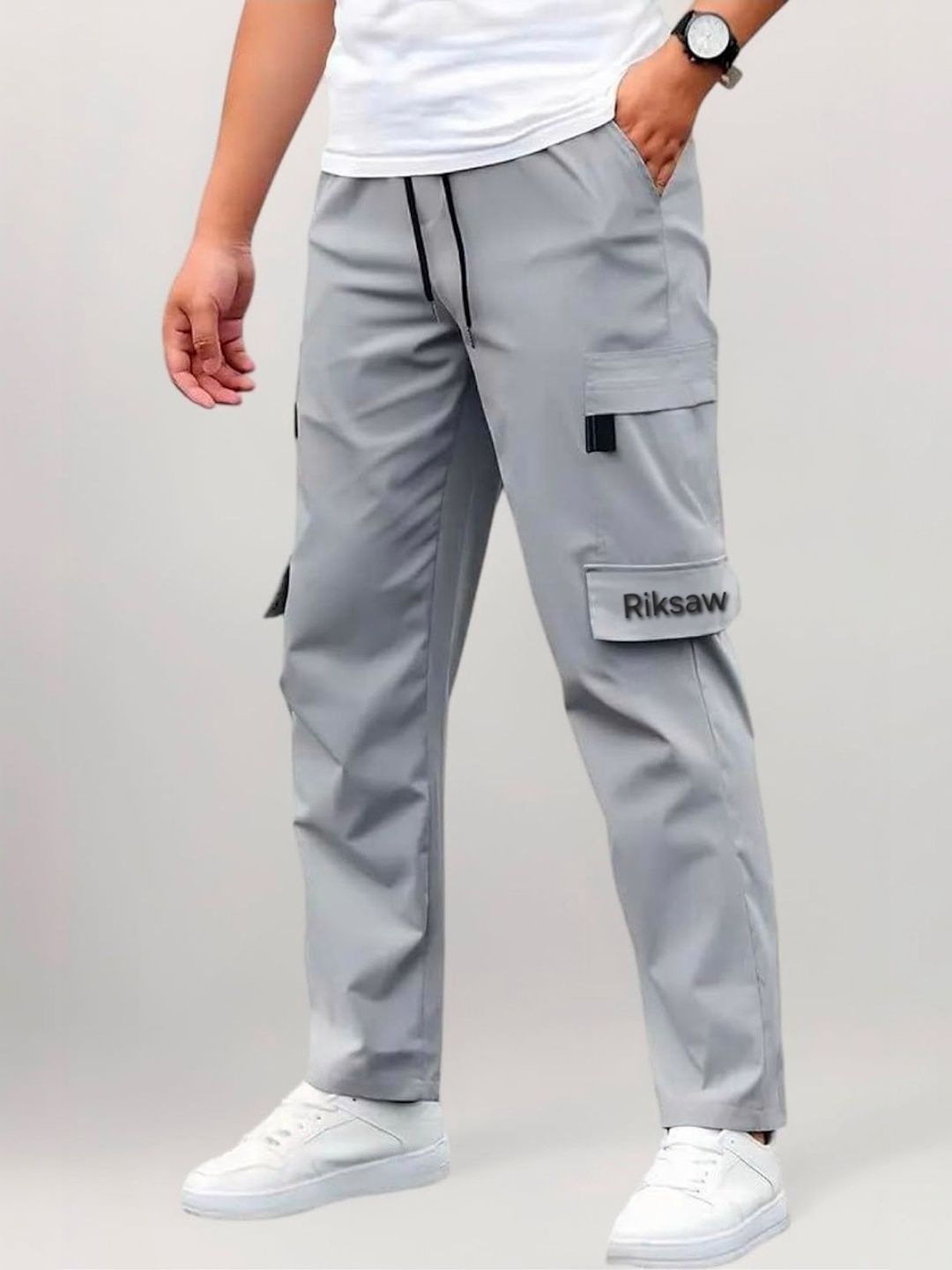 Riksaw Relaxed Fit Cargos Track Pants-image-8
