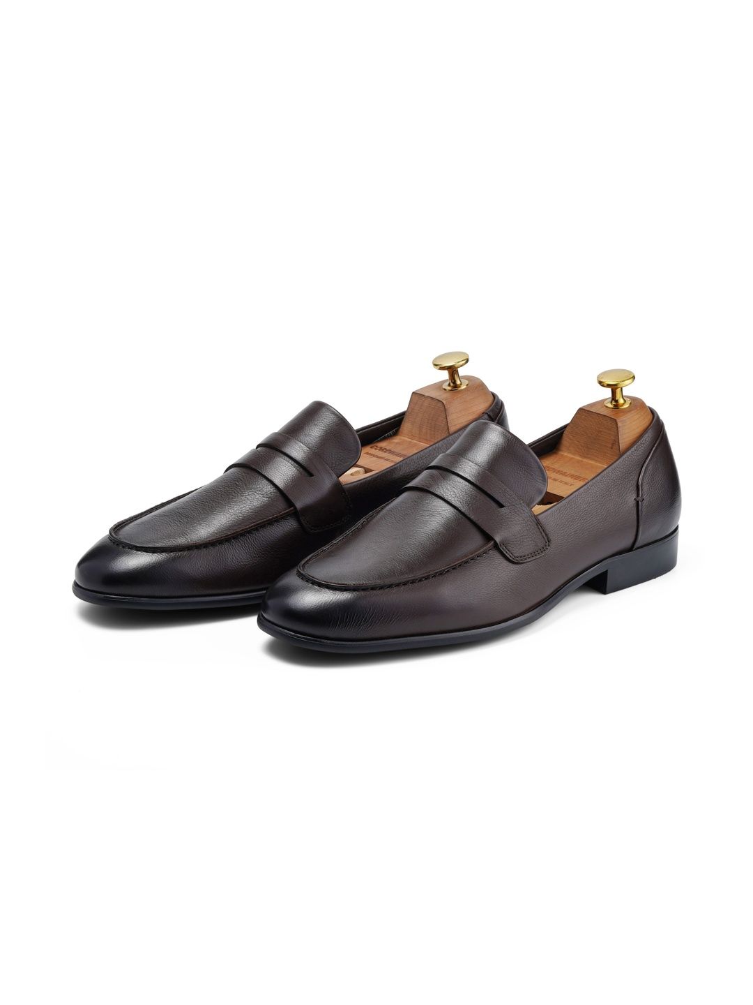 CORDWAINERS Textured Leather Round Toe Slip-On Loafers-picture-36