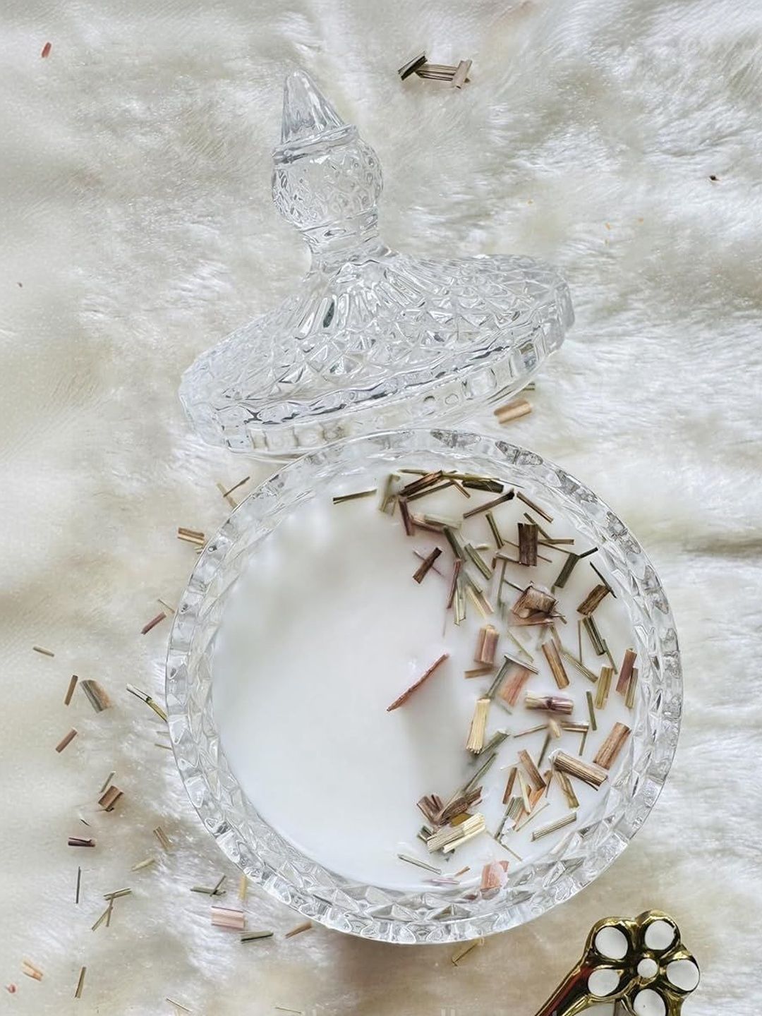 Candle Nest White Organic Aroma Lemongrass Twist Candy Jar Candle-image-1