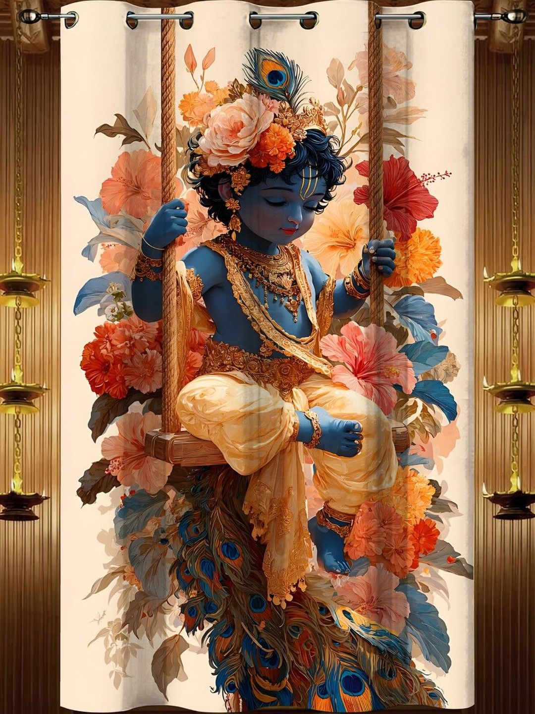 Aura Blue & White Door Curtain-image-49