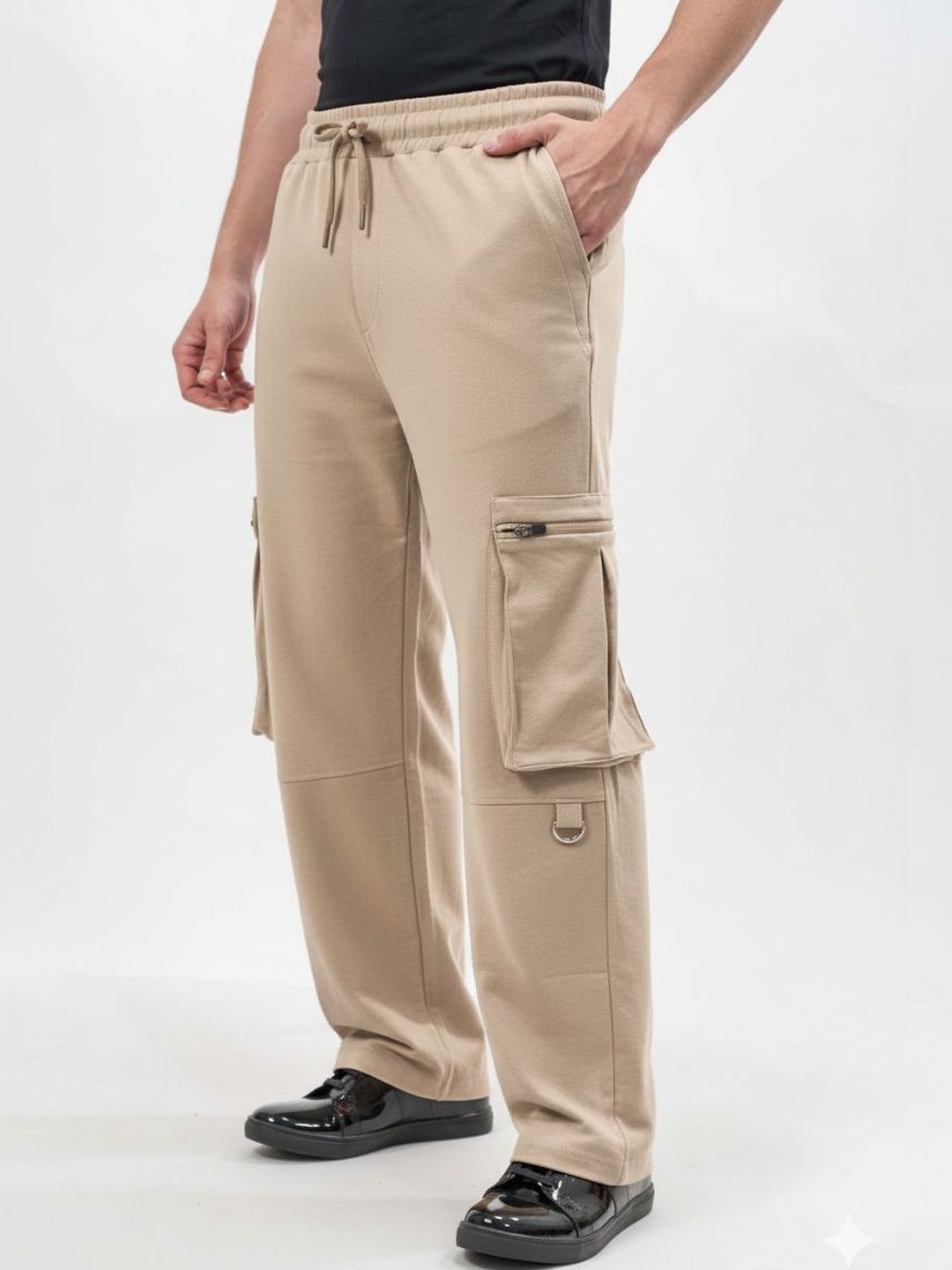Maniac Men Baggy Fit Mid-Rise Cargo Track Pants-image-24