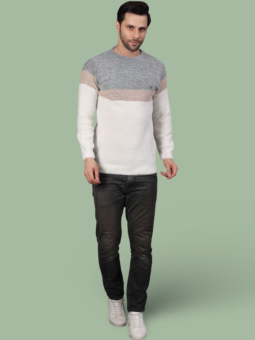 GRACIT Men Colourblocked Woollen Pullover-picture-35
