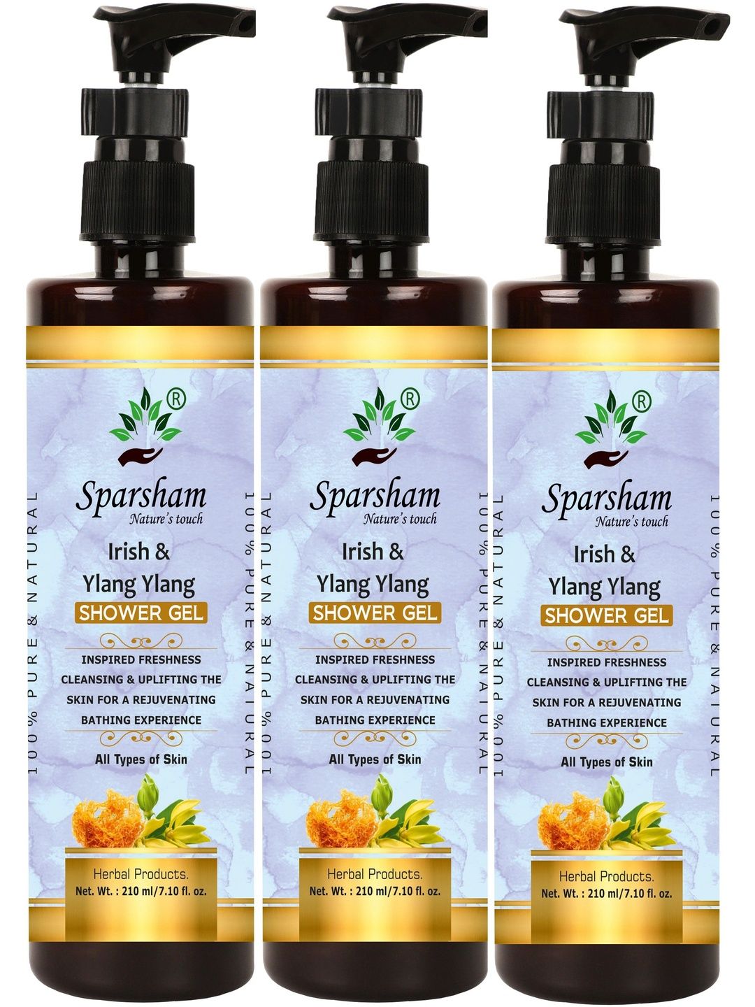 SPARSHAM-NATURE'S TOUCH Set Of 3 Irish & Ylang Ylang Shower Gel - 210 ml Each-image-12