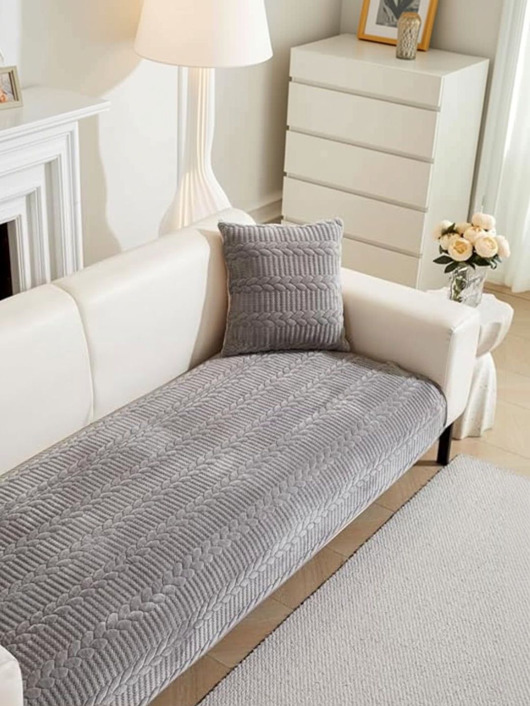 HOMETHREADS Grey & Grey Sofa Cover-image-15