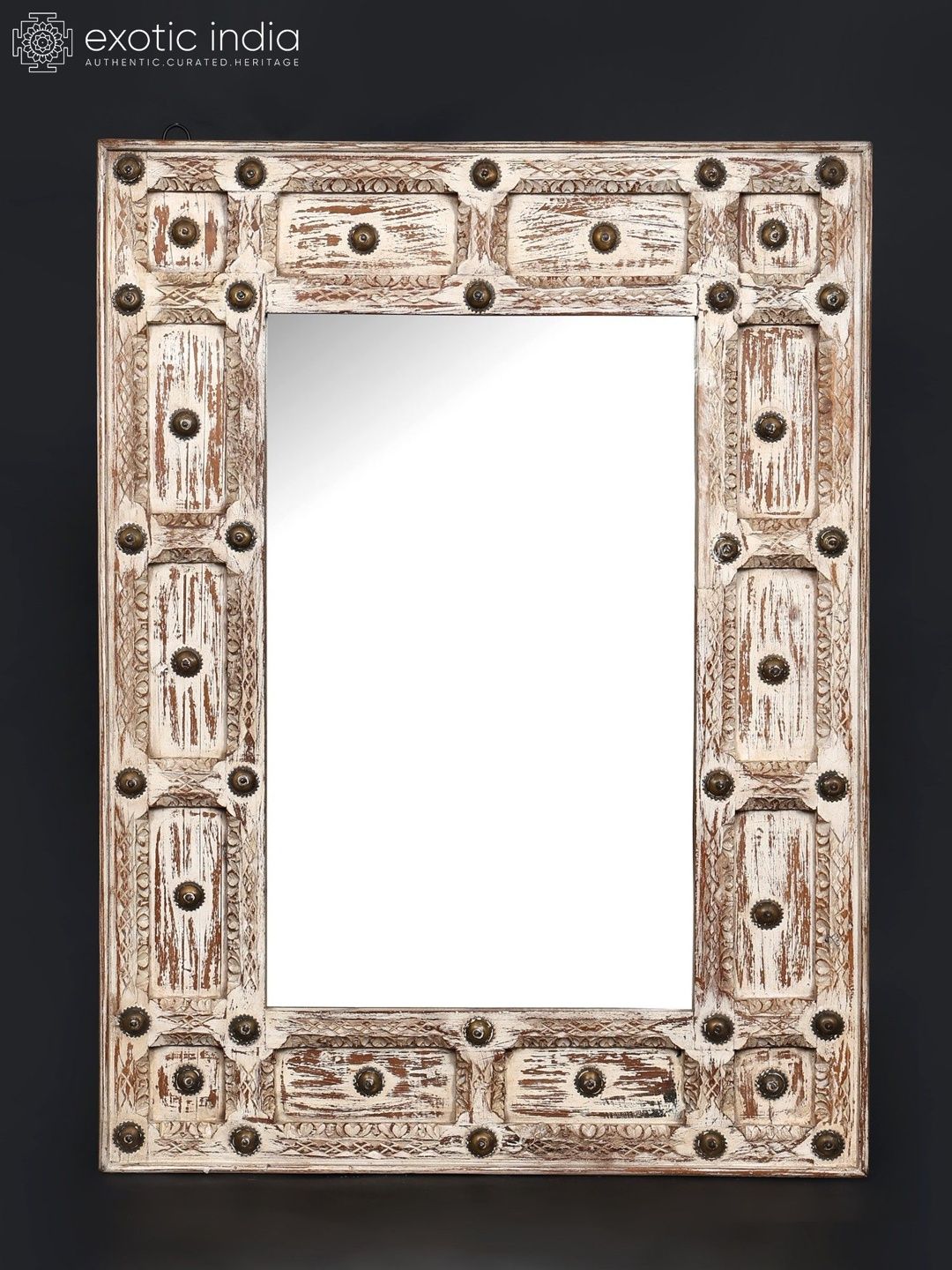 Exotic India Beige Textured Wall Hanging Mirror-picture-50