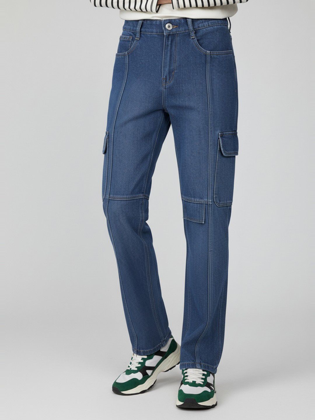 glitchez Men Straight Fit Mid-Rise Light Fade Cargo Style Jeans-picture-19