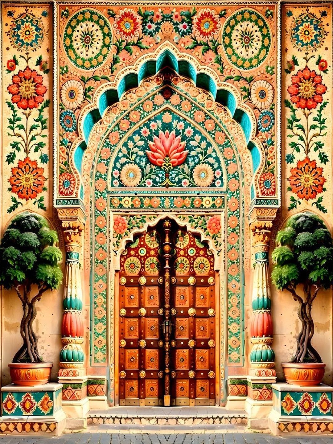 Aura Brown Royal Rajasthani Door Backdrop Banner