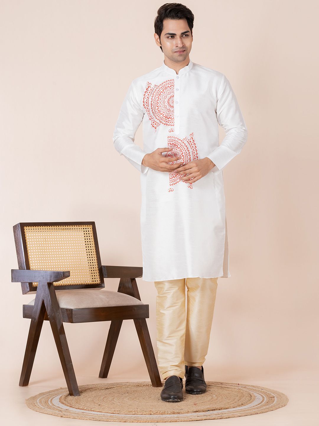 DEVOILER Men Ethnic Motifs Printed Dobby Kurta-picture-34