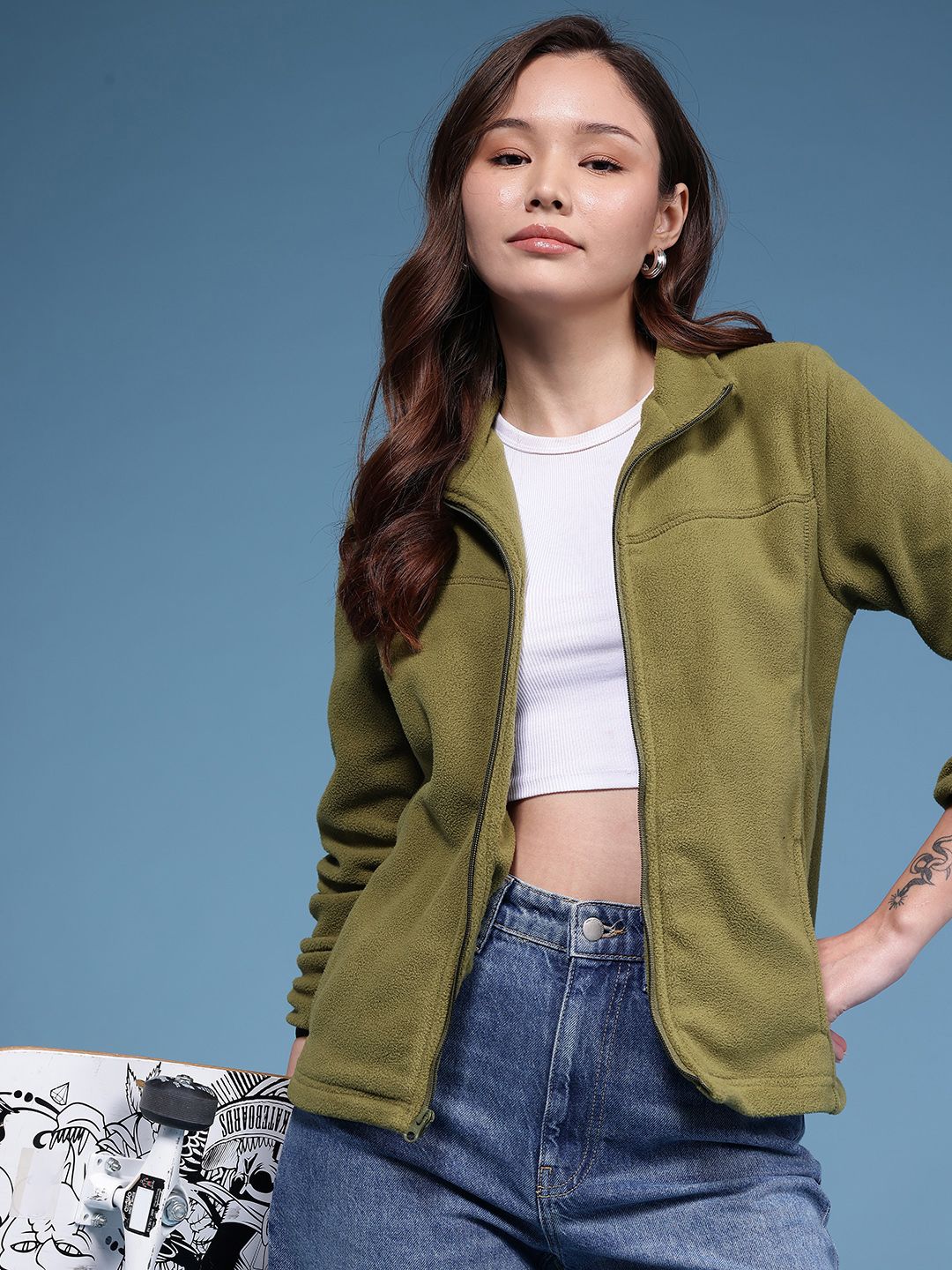 HERE&NOW Mock Collar Fleece Tailored Jacket-picture-25