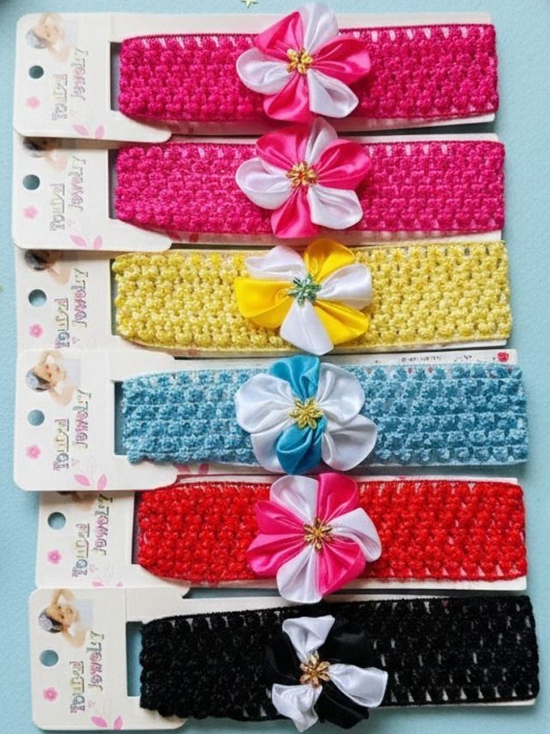 Krelin Girls Set Of 6 Stretchable Satin Bow Design Hairbands-picture-35