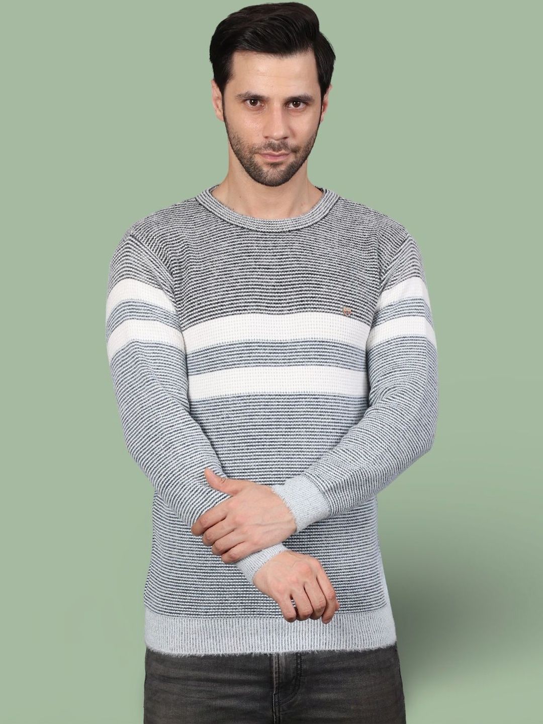 GRACIT Men Striped Woollen Pullover-picture-14