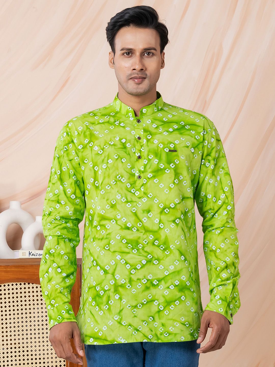 DEVOILER Men Bandhani Printed Kurta-picture-15