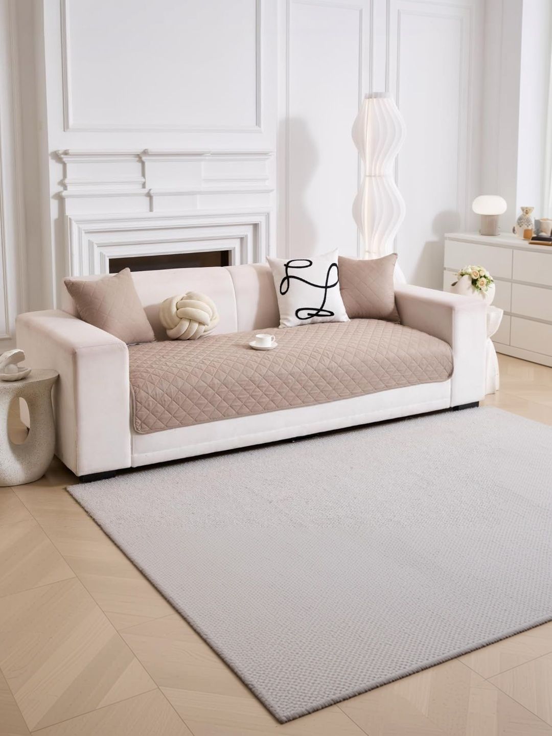 HOMETHREADS Beige & Beige Sofa Cover-image-37