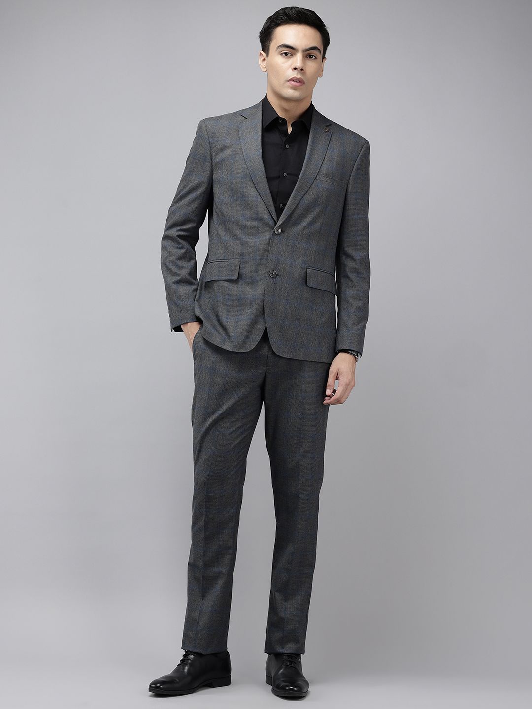 Theme Checked Notched Lapel Single-Breasted Formal 2 Piece Suits-picture-17