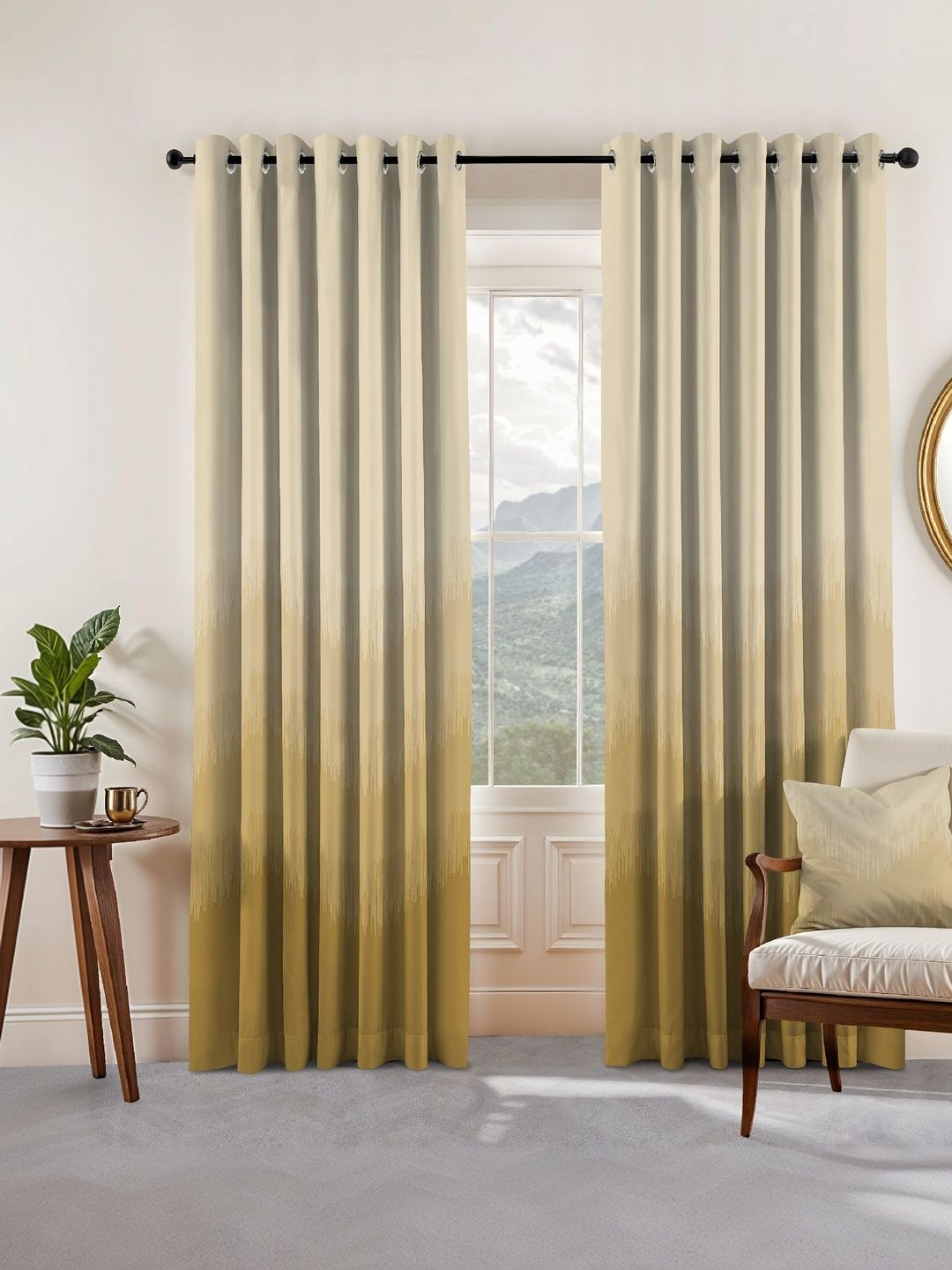 CASABLEU Cream-Coloured Set of 2 Black Out Door Curtain-picture-36