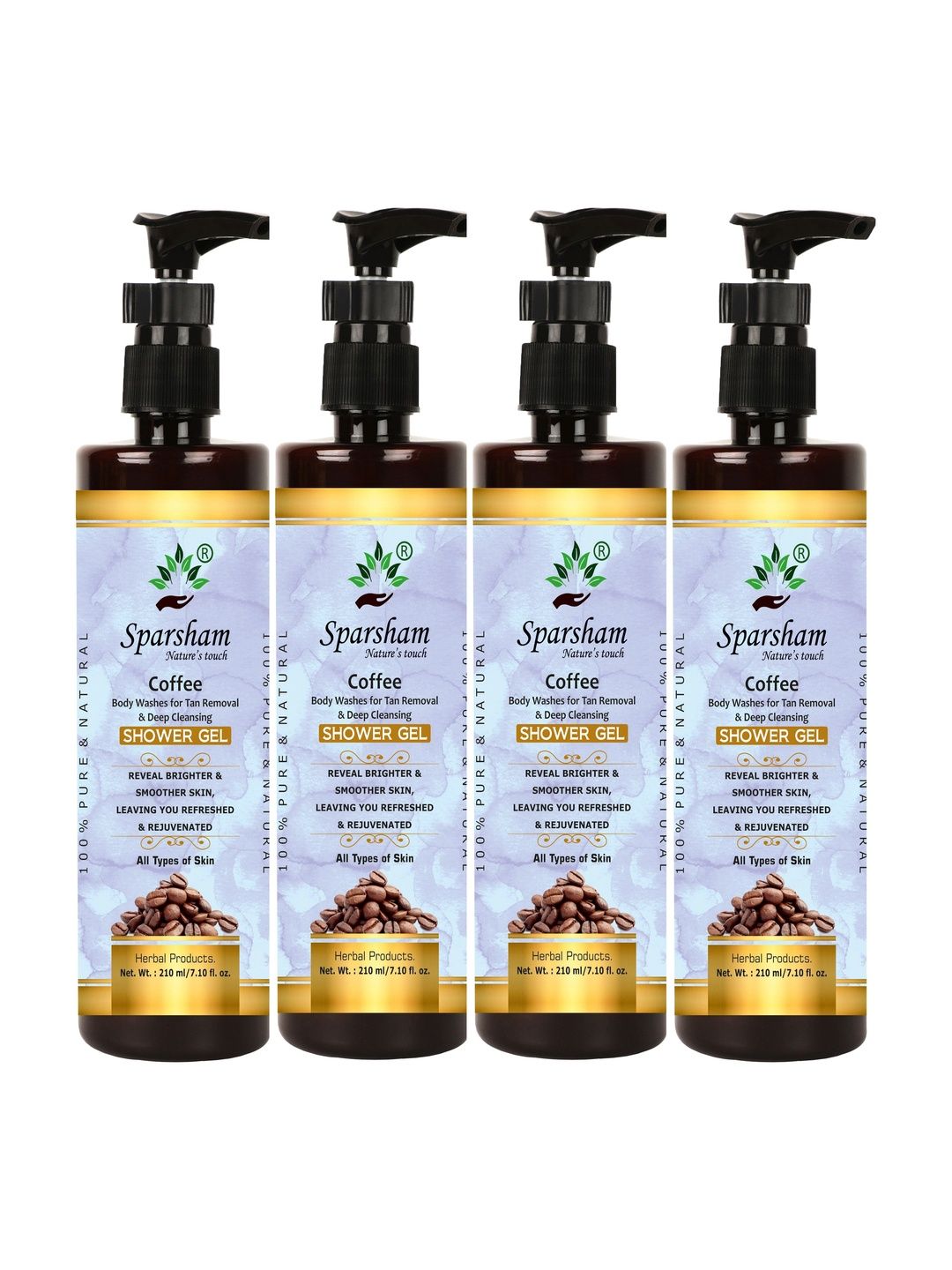 SPARSHAM-NATURE'S TOUCH Set Of 4 Coffee Shower Gel For Deep Cleansing - 210 ml Each-image-6
