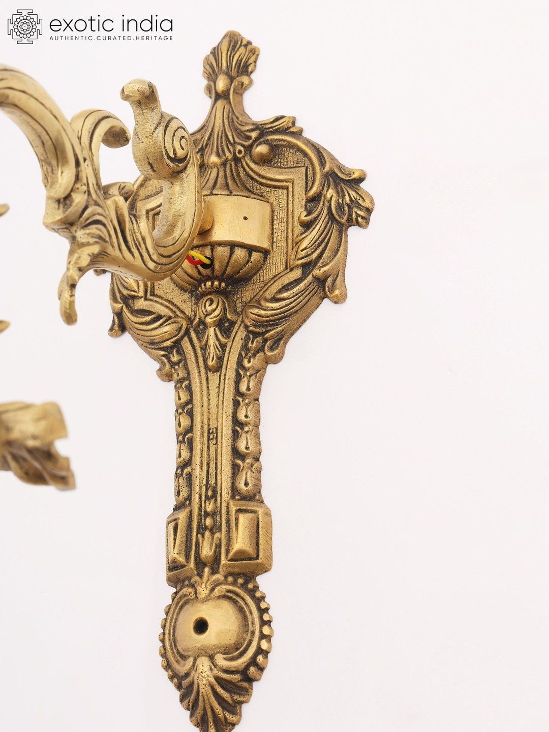Exotic India Heritage Brass Wall Sconce Decorative & Electric Wall Light Fixture-image-49