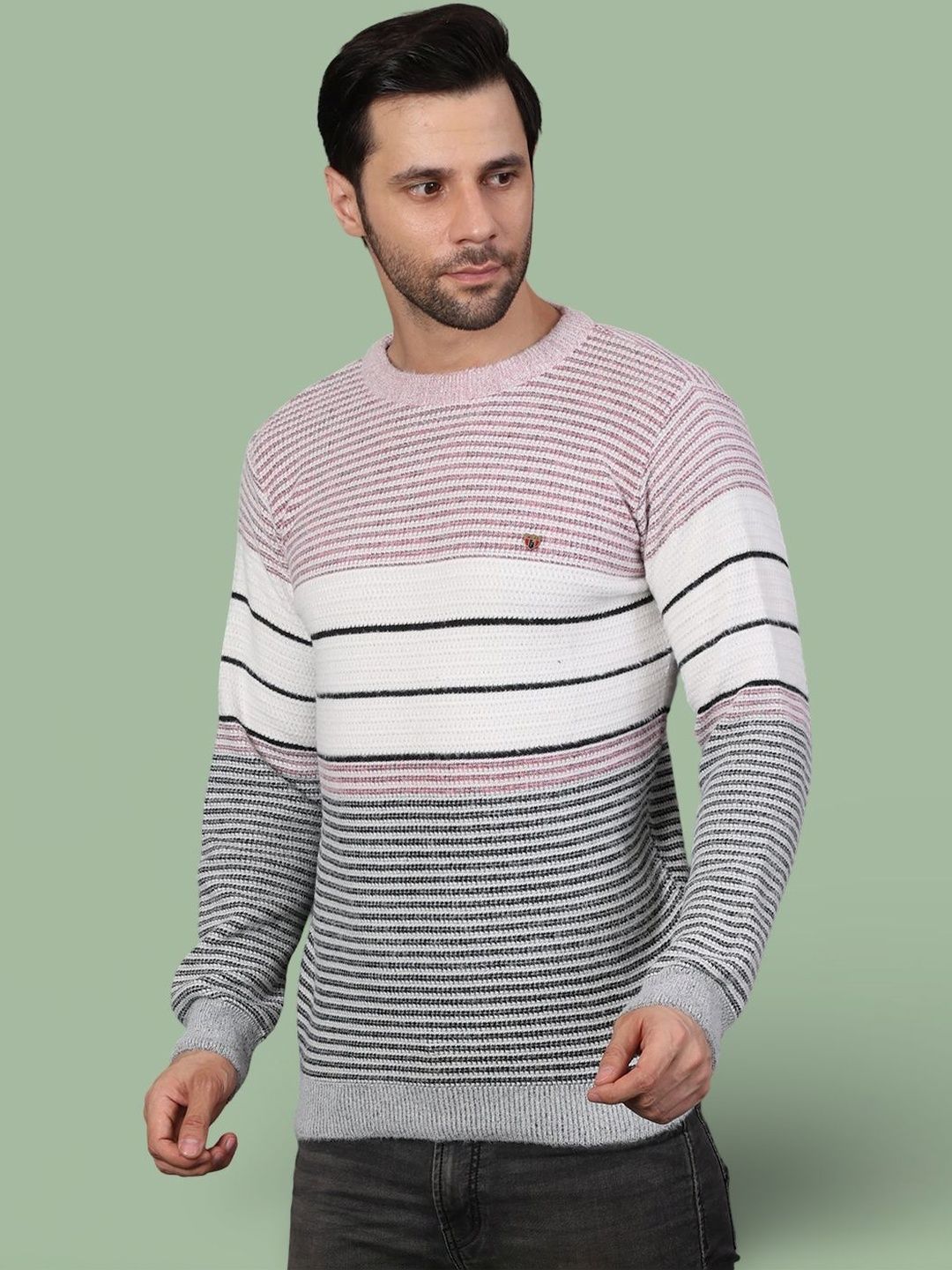 GRACIT Men Striped Woollen Pullover-picture-25