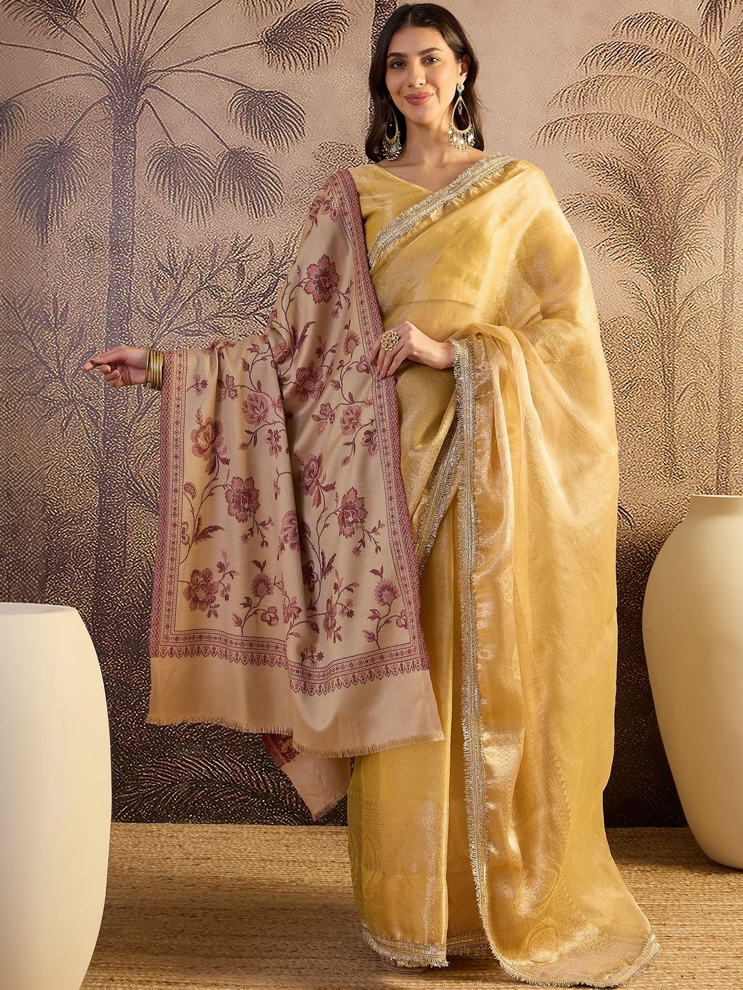 Sangria Women Paisley Woven Design Shawl