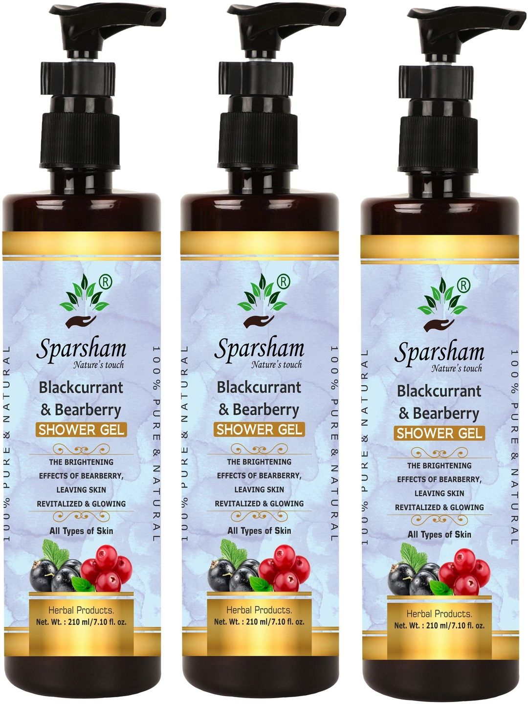 SPARSHAM-NATURE'S TOUCH Set Of 3 Blackcurrant & Bearberry Shower Gel - 210 ml Each-picture-10