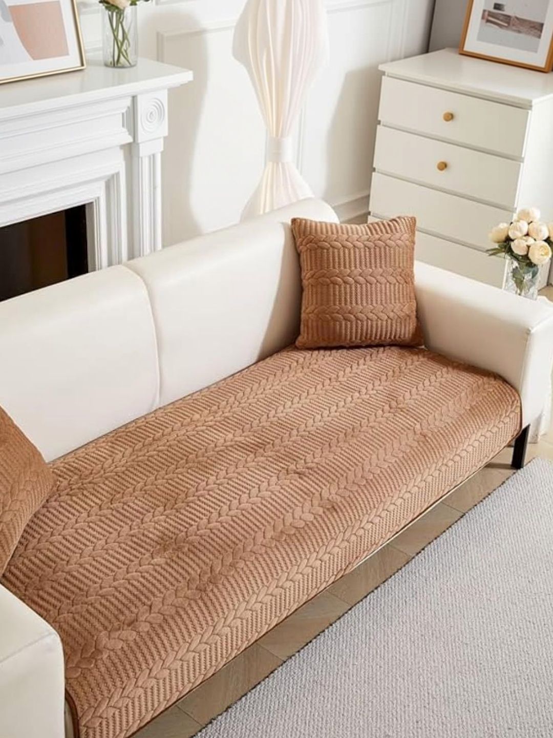 HOMETHREADS Brown & Multicoloured Sofa Cover-image-44