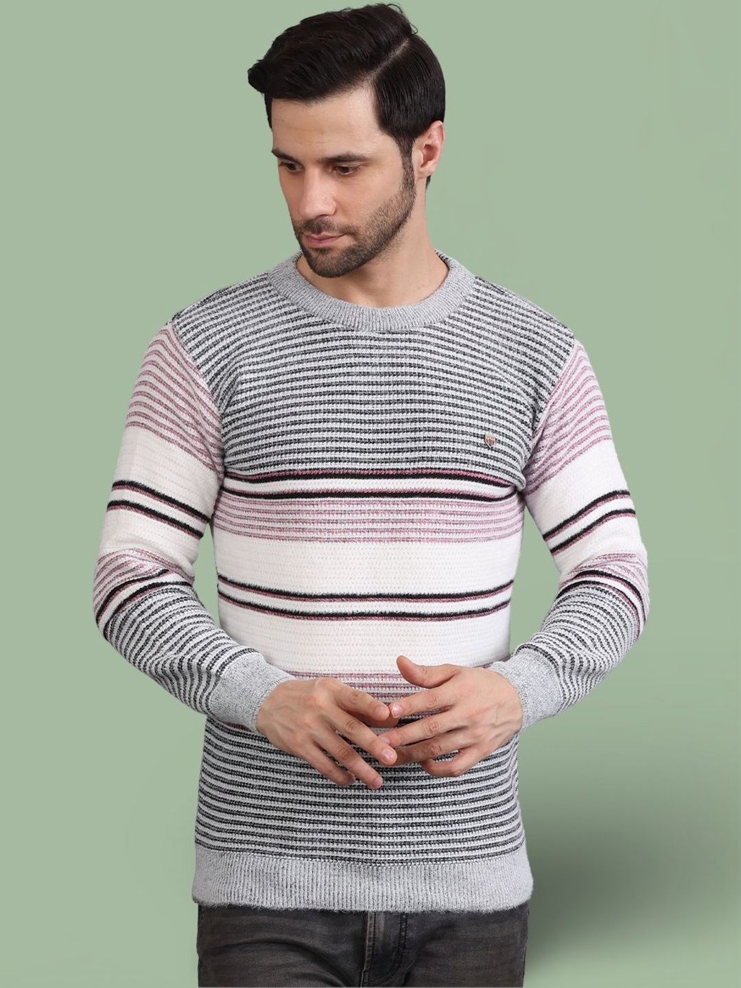GRACIT Men Striped Woollen Pullover-picture-23