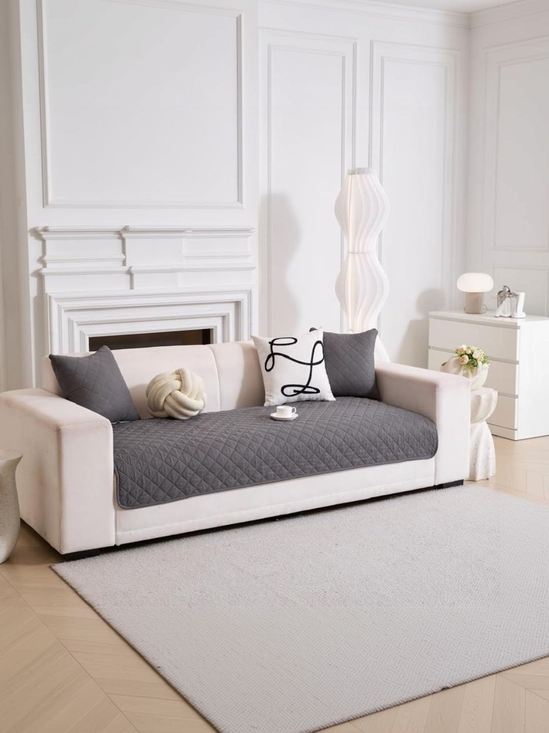 HOMETHREADS Grey Embroidered Sofa Cover-picture-38