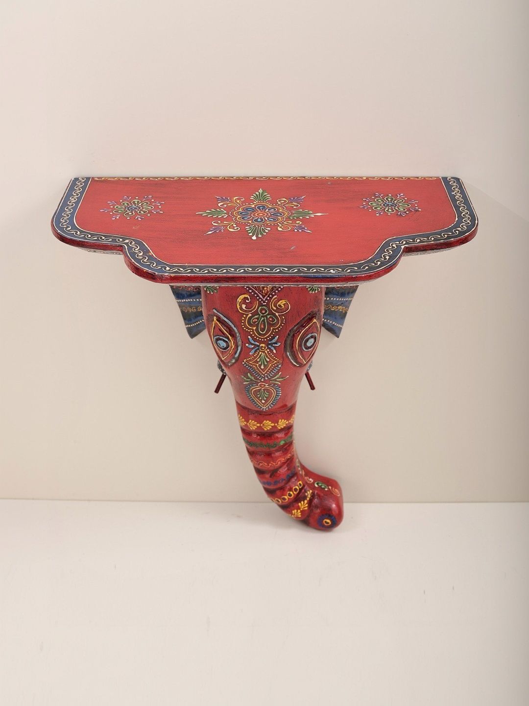 Exotic India Red Textured Elephant Head Wall Mount Bracket-image-20