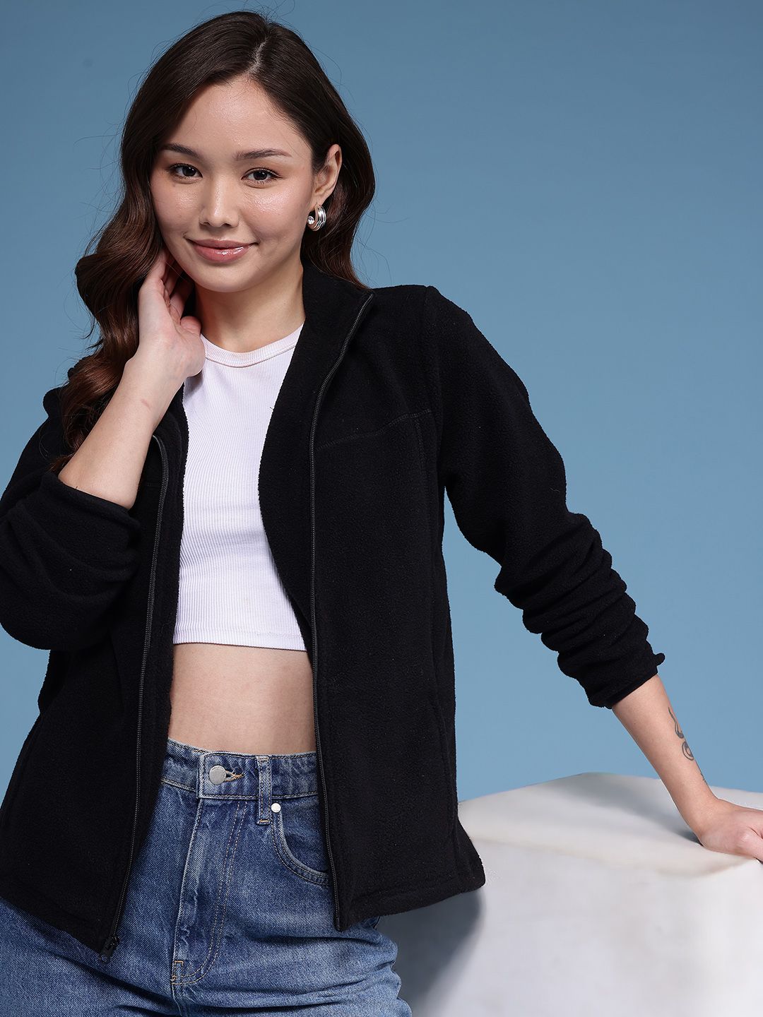 HERE&NOW Mock Collar Fleece Tailored Jacket-picture-32