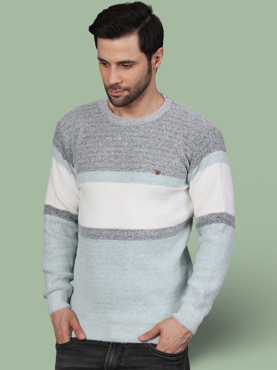 GRACIT Men Colourblocked Woollen Pullover-picture-33