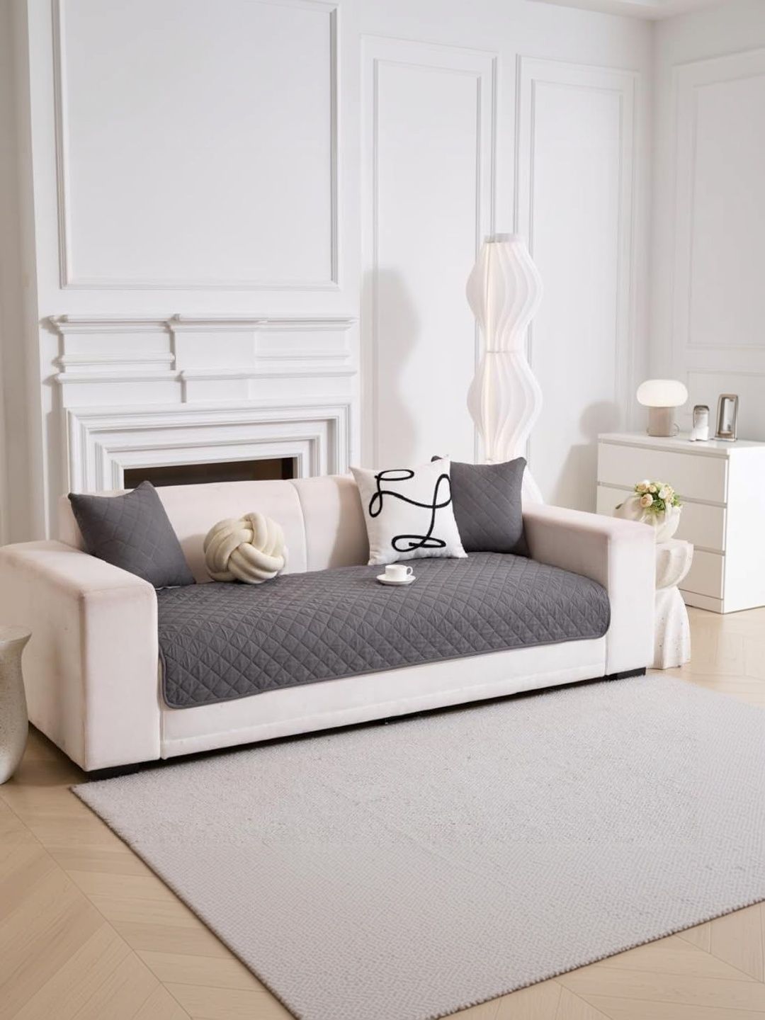 HOMETHREADS Grey & Grey Sofa Cover-image-14