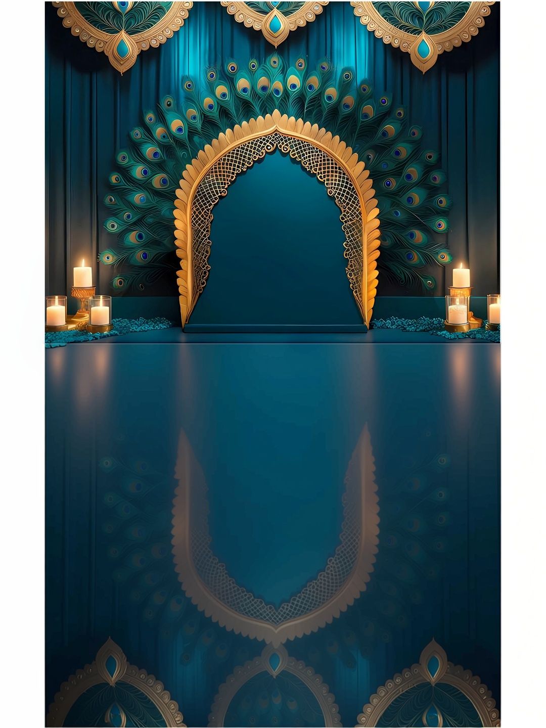 Aura Blue Peacock Theme Backdrop-picture-14